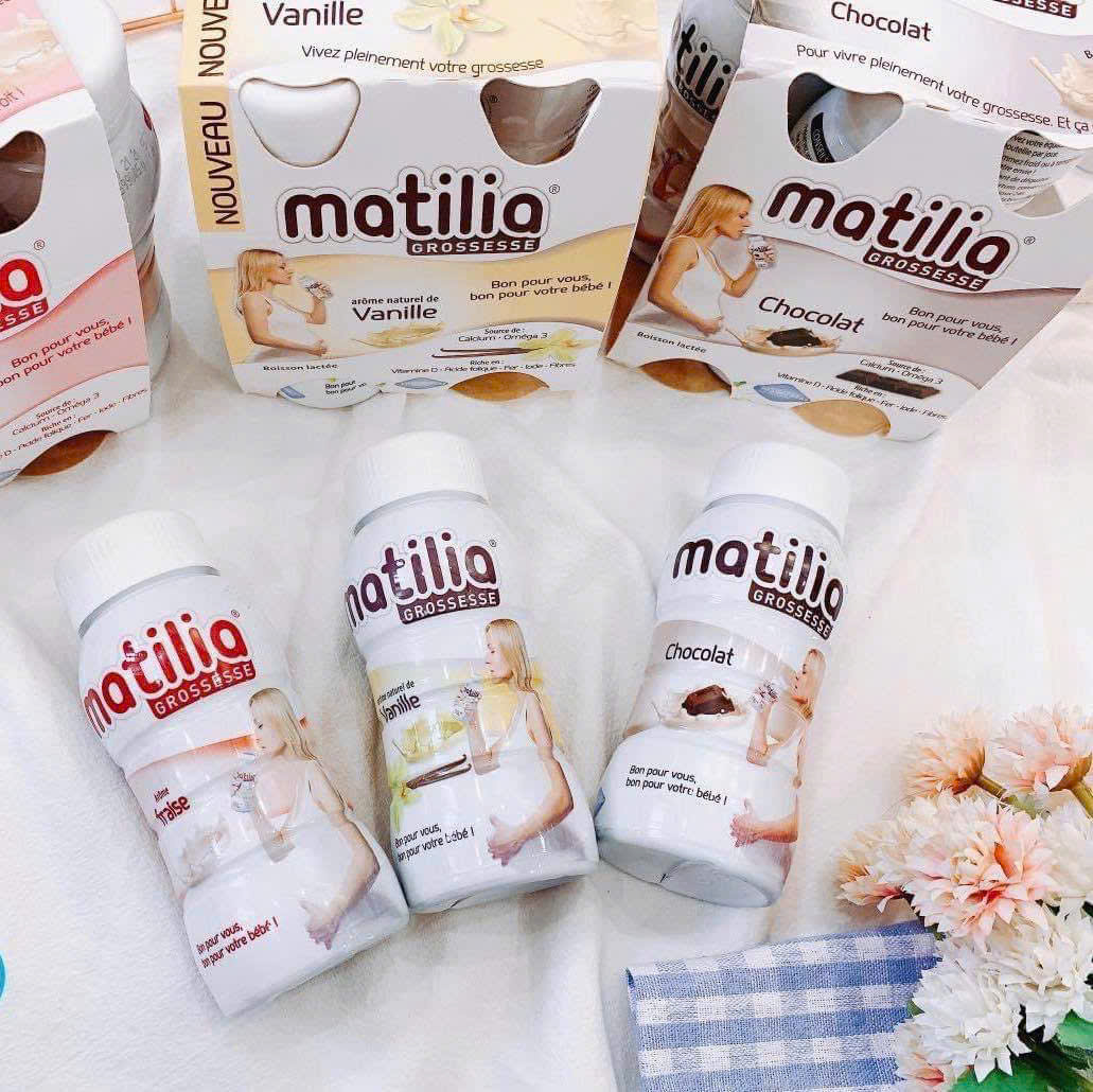 Thùng 24 chai/hộp Sữa nước cho bà bầu matilia Pháp 200ml hương vị socola